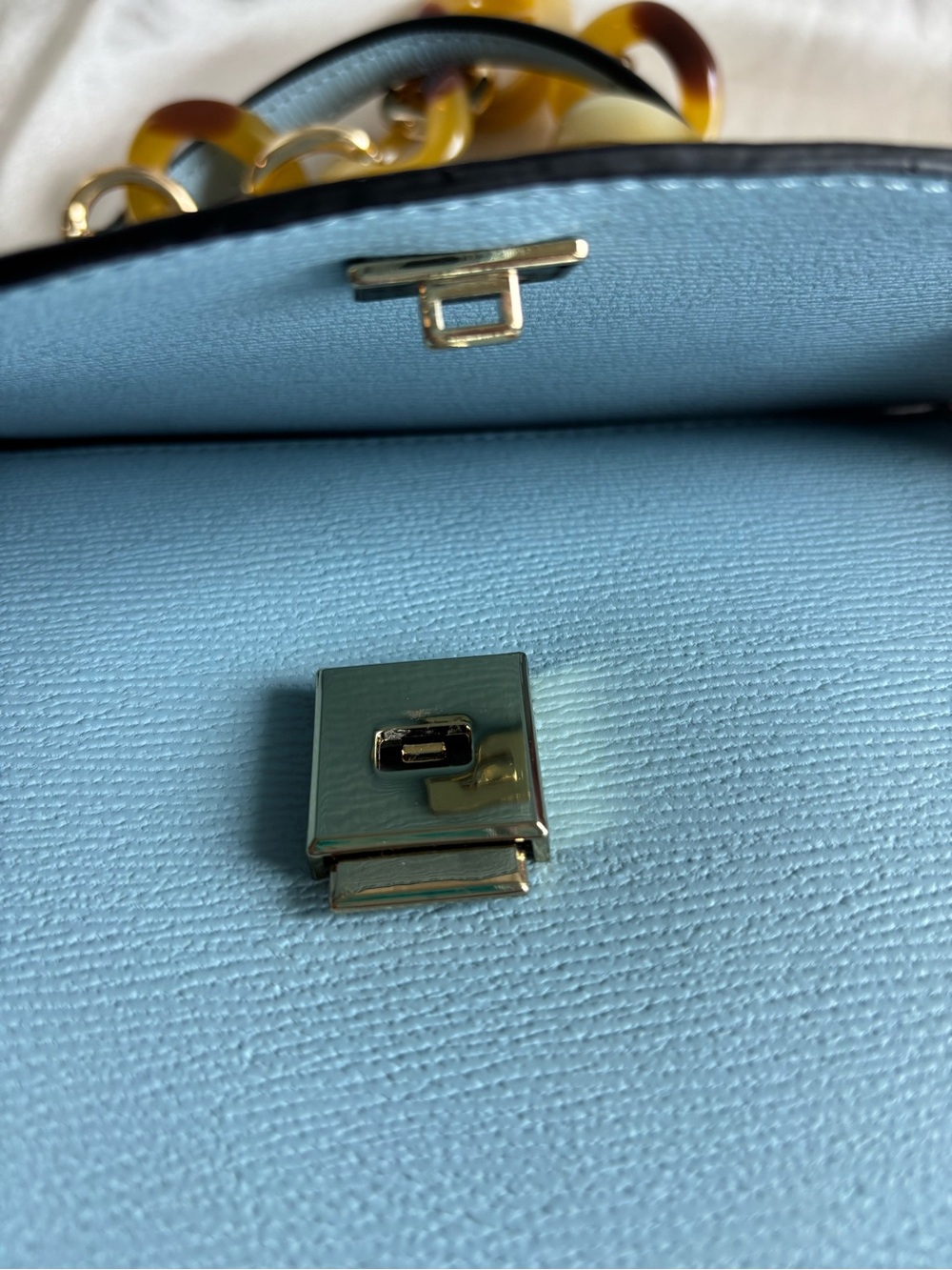 Aldo Light Blue Crossbody Bag with Tortoiseshell-Link Accent - Picture 10 of 16